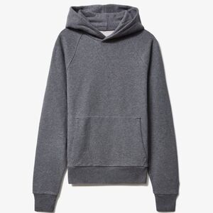 Everlane Unisex S Heathered Medium Gray Track Hoodie Organic Cotton NWT 20" PTP